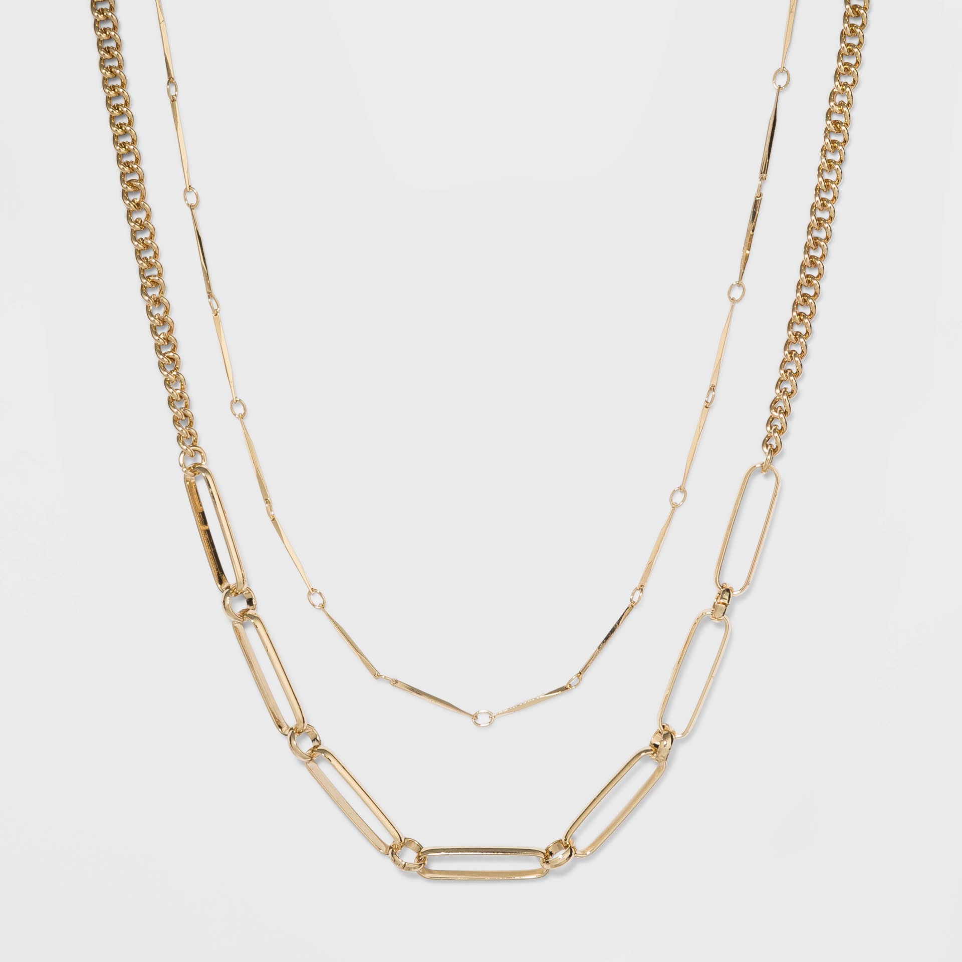 slide 1 of 3, Two Row Layered Necklace - A New Day Gold, 1 ct