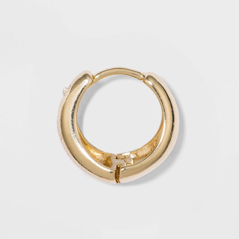 slide 2 of 2, Small Hoop Earrings - A New Day™ Gold: Brass Nickel-Free Metal, Post Closure, 0.6" Length, 0.2" Width, 0.011 lbs, 0.011 lb