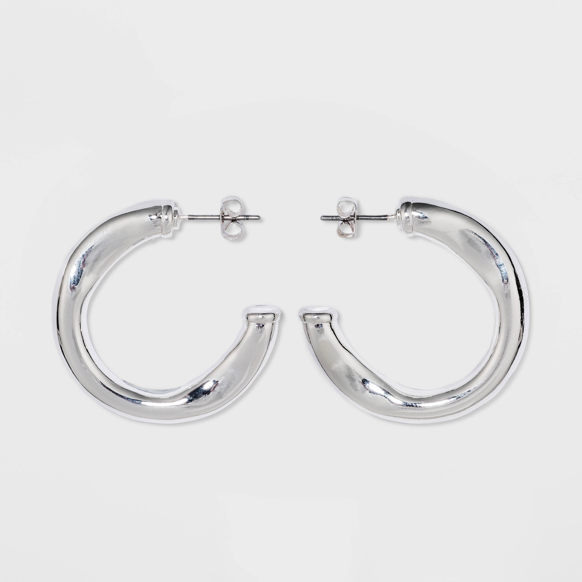slide 1 of 2, Wavy Hoop Earrings - A New Day Silver, 1 ct