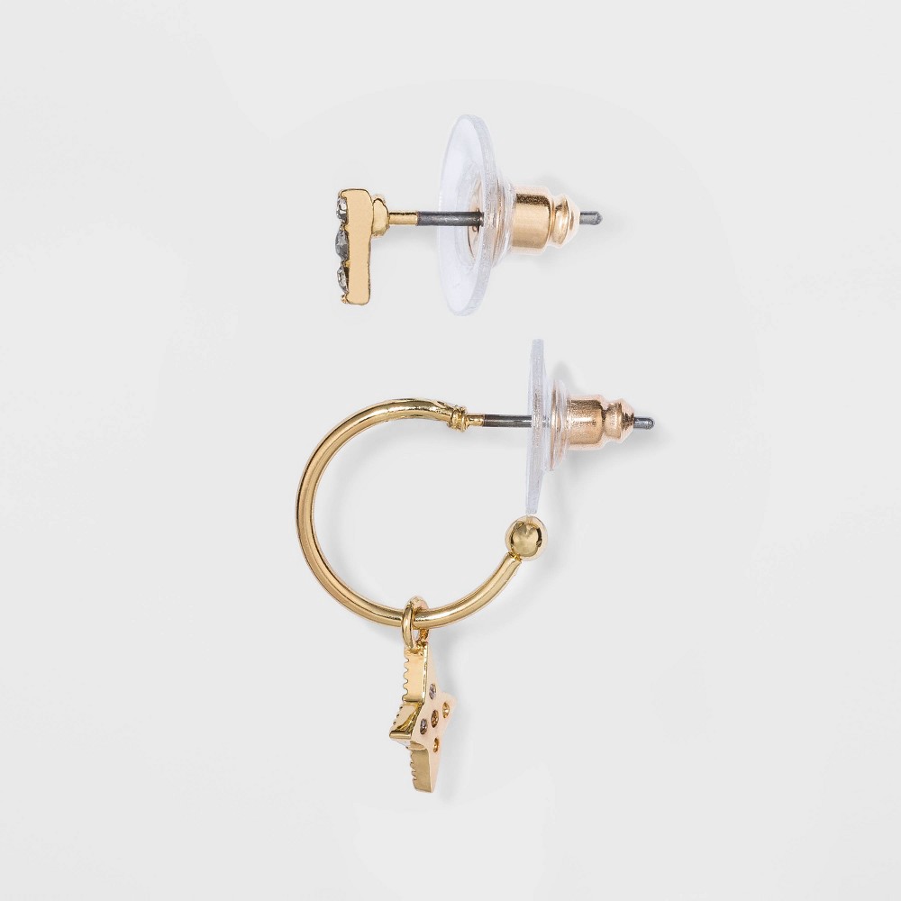 slide 2 of 2, Cubic Zirconia Stud Earring Set 3pc - A New Day Gold, 3 ct