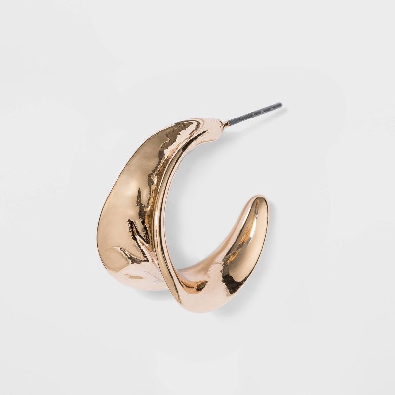 slide 2 of 2, Chunky Hammered Hoop Earrings - A New Day™ Gold: Nickel-Free Leverback Design, 1 ct