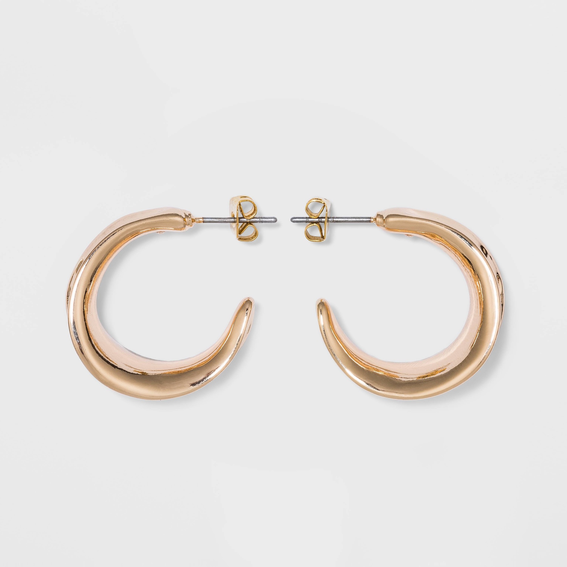 slide 1 of 2, Chunky Hammered Hoop Earrings - A New Day Gold, 1 ct