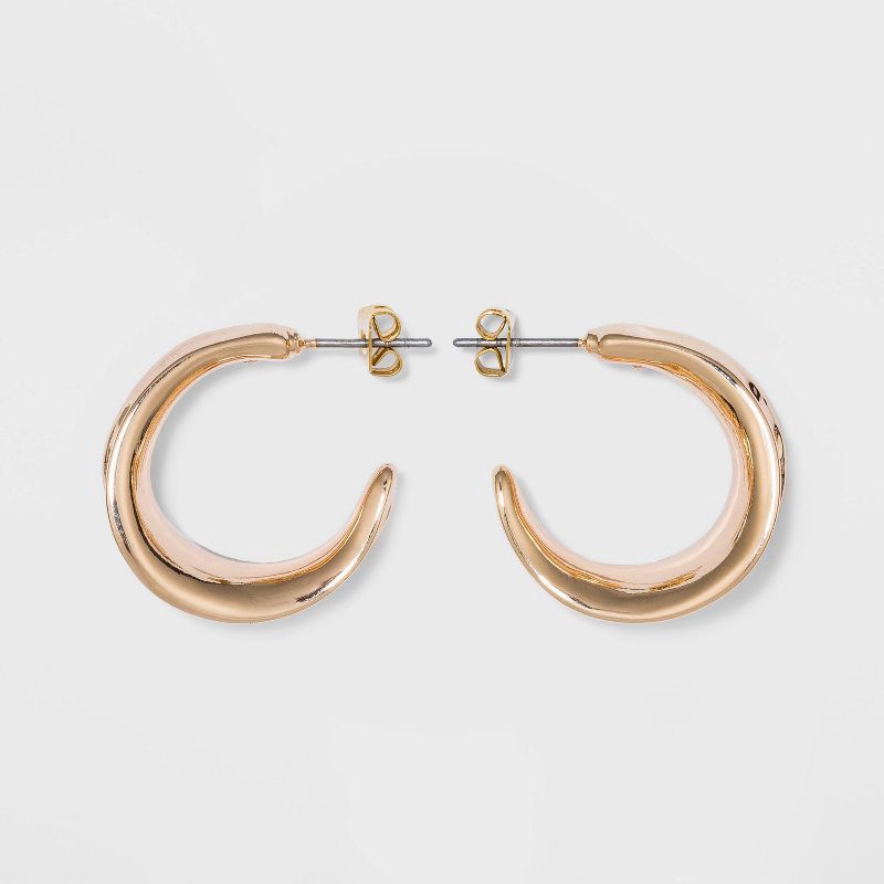 slide 1 of 2, Chunky Hammered Hoop Earrings - A New Day™ Gold: Nickel-Free Leverback Design, 1 ct