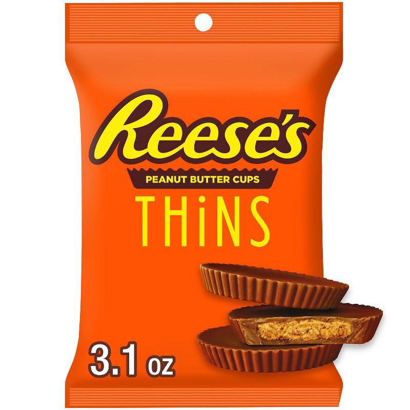 slide 1 of 7, Reese's Thins Milk Chocolate Peanut Butter Cups Candy - 3.1oz, 3.1 oz