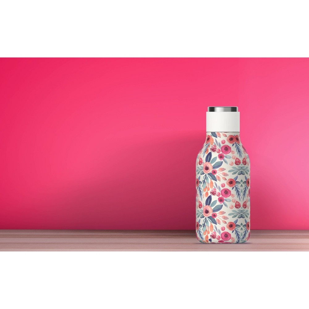 slide 2 of 3, ASOBU Urban stainless steel water bottle - Floral, 16 oz