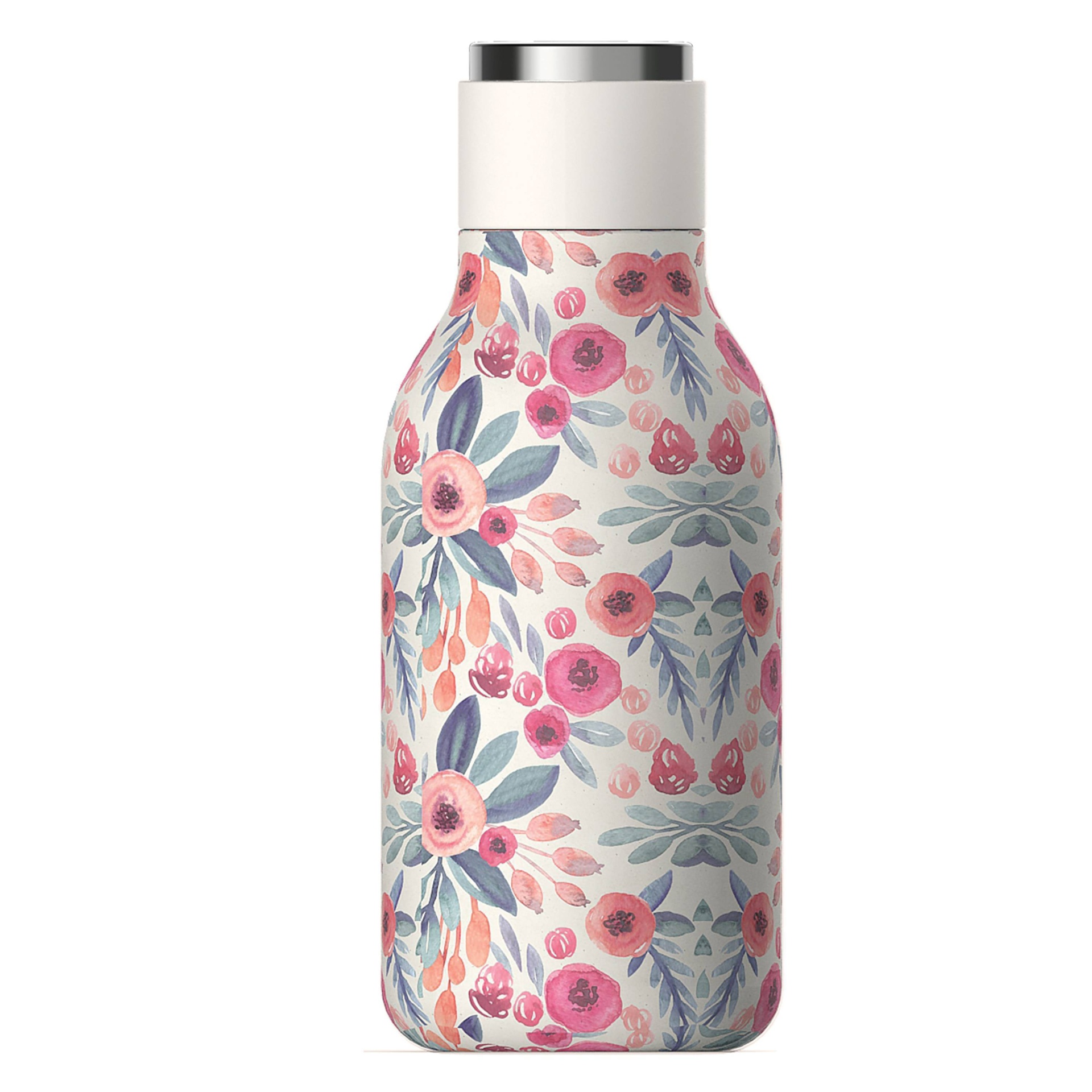 slide 1 of 3, ASOBU Urban stainless steel water bottle - Floral, 16 oz