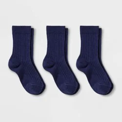 Kids' 3pk Dress Socks - Cat & Jack™ Navy S