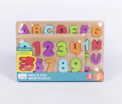 Chuckle & Roar ABC's & 123s Wood Kids Puzzle Set 36pc