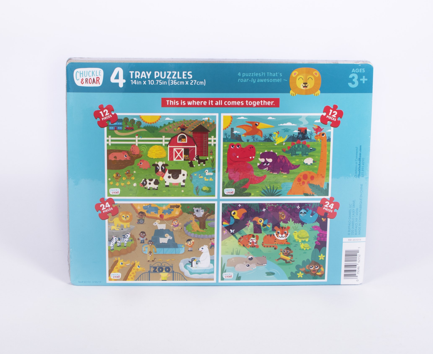 slide 2 of 4, Chuckle & Roar Tray Kids Puzzles 4pk, 4 ct