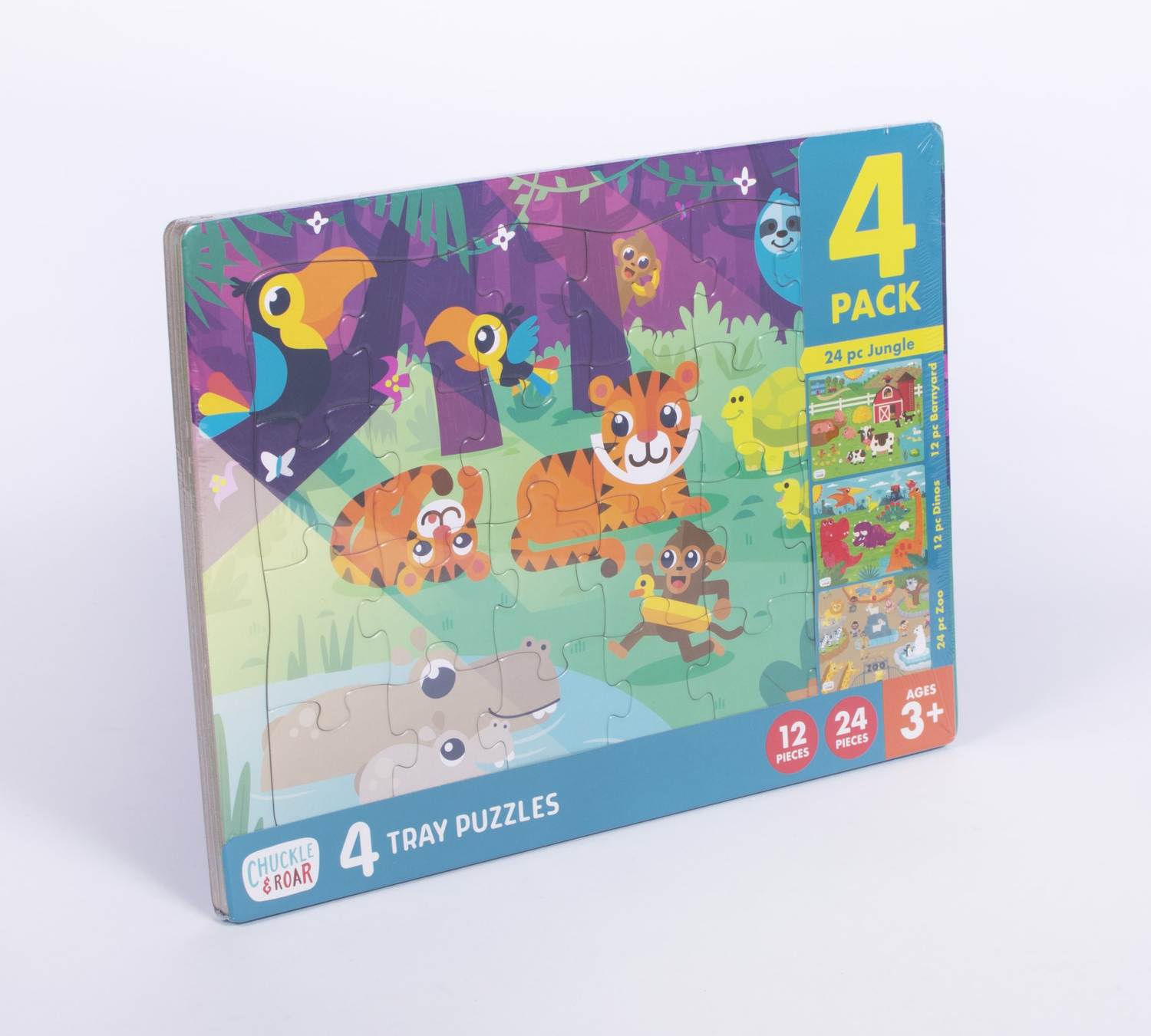 slide 3 of 4, Chuckle & Roar Tray Kids Puzzles 4pk, 4 ct