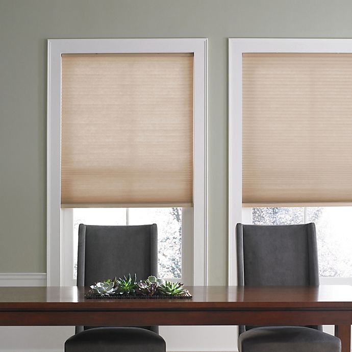 slide 1 of 4, Real Simple Cordless Cellular Shade - Sand, 30.5 in x 48 in