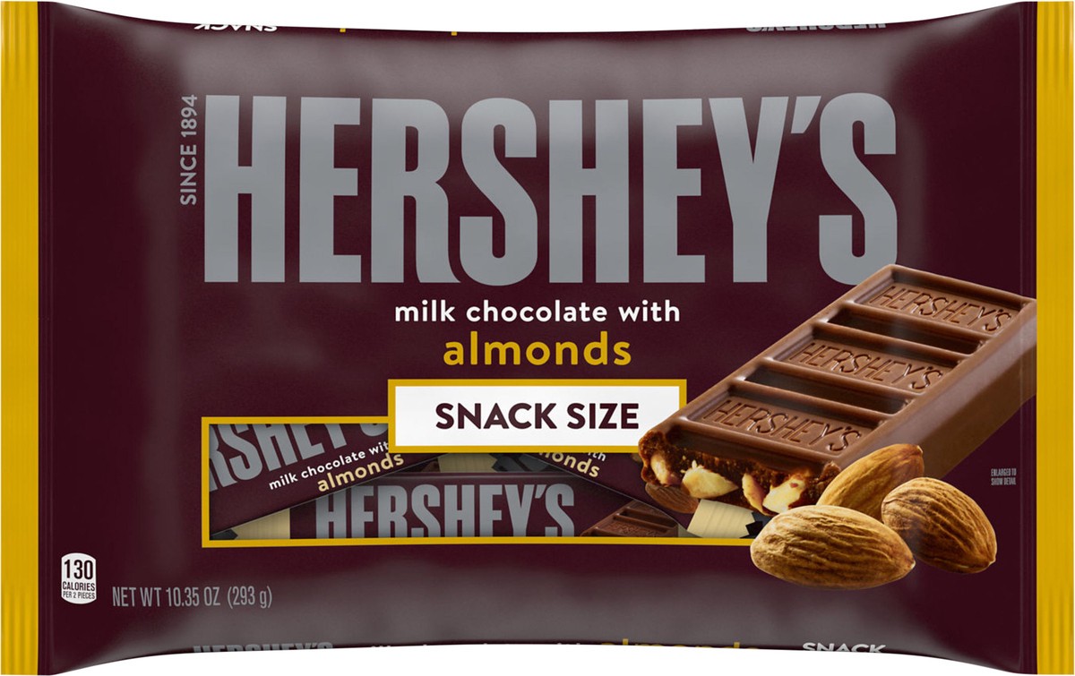 slide 3 of 6, Hershey's Hersheys Milk Chocolate Almond Halloween Snack Size Individual Wrap In Bag, 10.35 oz