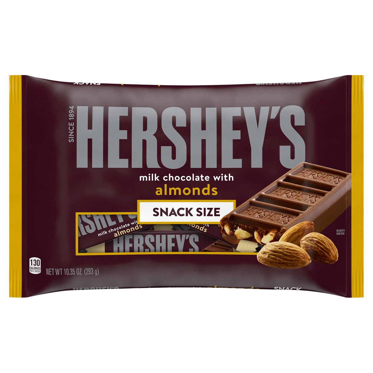 slide 4 of 6, Hershey's Hersheys Milk Chocolate Almond Halloween Snack Size Individual Wrap In Bag, 10.35 oz