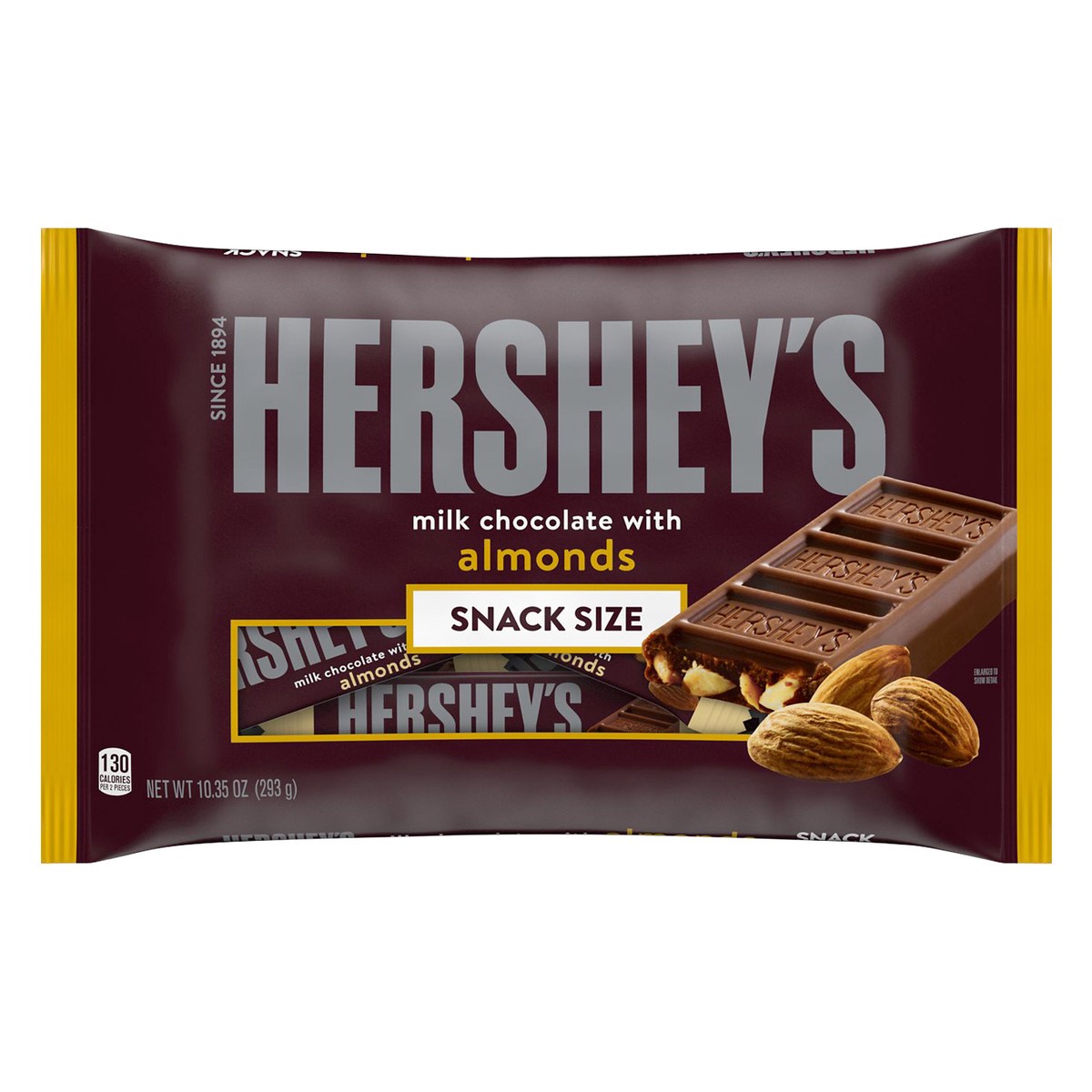 slide 1 of 1, Hershey's Hersheys Milk Chocolate Almond Halloween Snack Size Individual Wrap In Bag, 10.35 oz