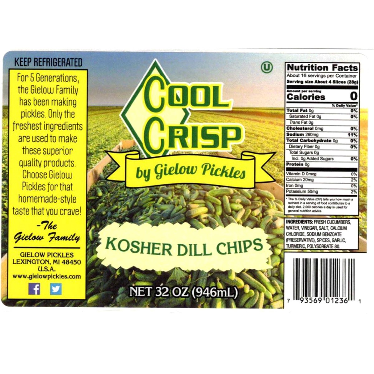 slide 2 of 2, Cool Crisp Pickle Kosher Dill Chip 32 Oz, 32 oz