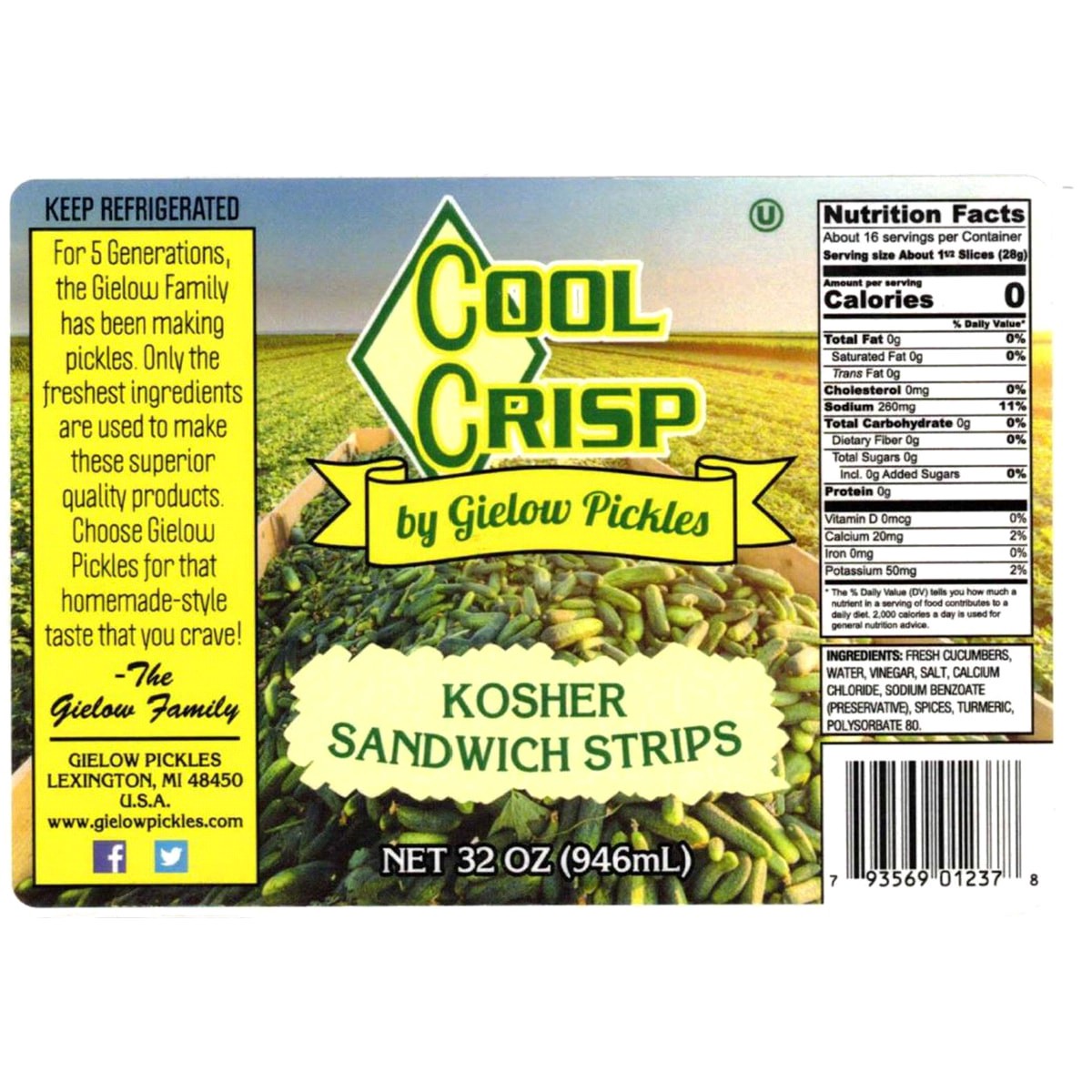 slide 2 of 2, Cool Crisp Pickle Sandwich Strips 32 Oz, 32 oz