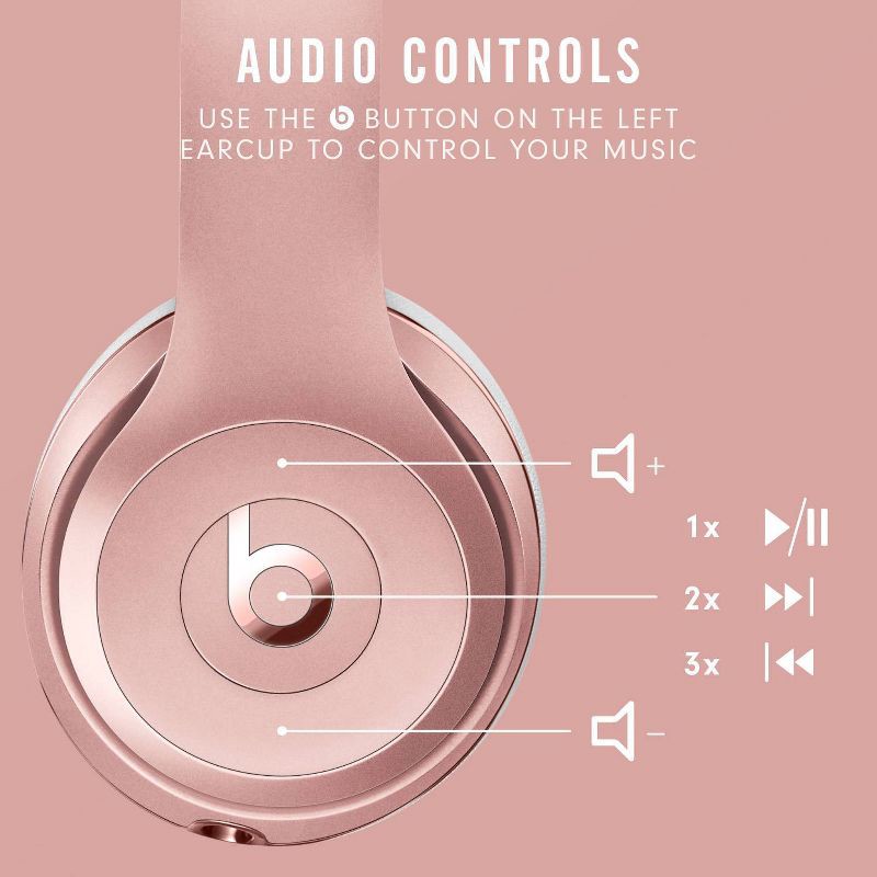 slide 8 of 10, Beats Solo³ Bluetooth Wireless All-Day On-Ear Headphones - Rose Gold, 1 ct