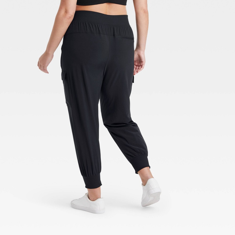 Women's Stretch Woven Wide Leg Cargo Pants - All in Motion Black