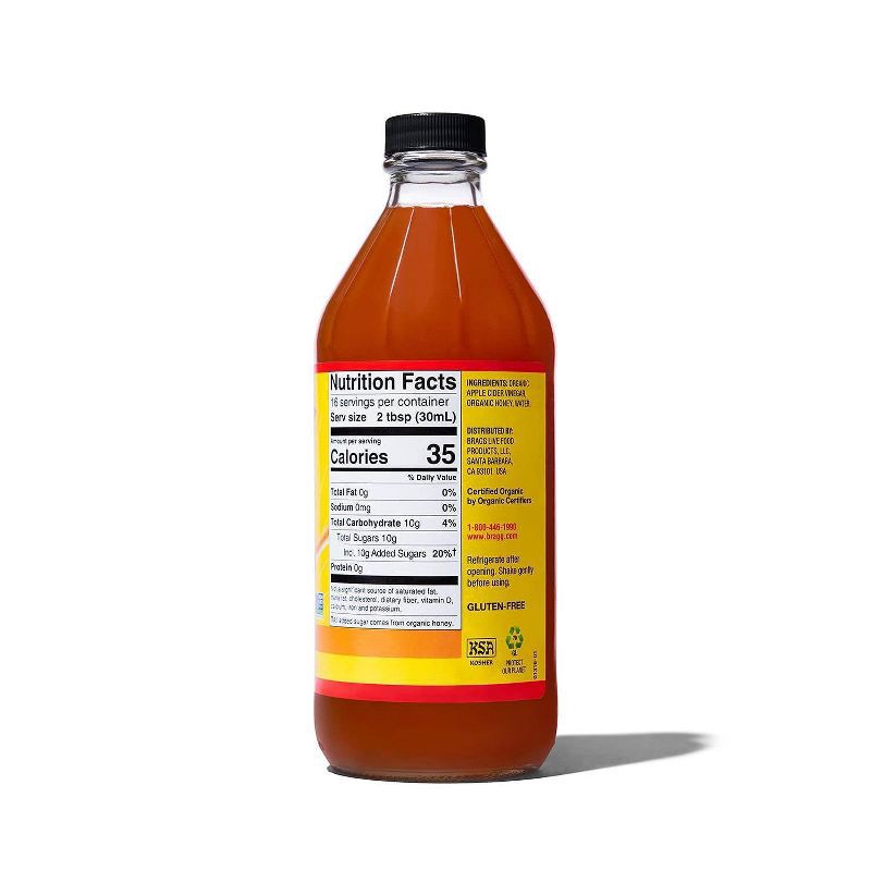 slide 2 of 8, Bragg Original Apple Cider Honey Vinegar - 16 fl oz, 16 fl oz