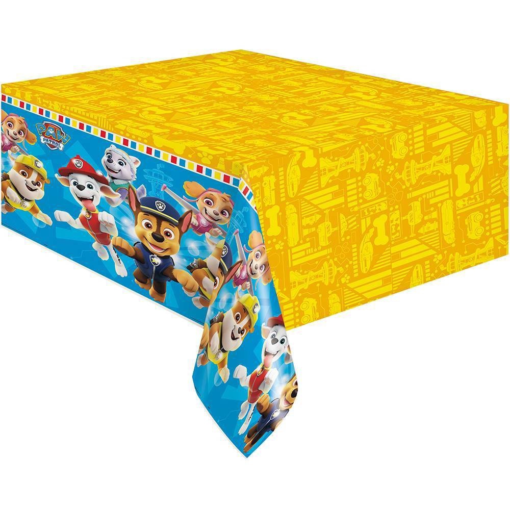 slide 1 of 4, PAW Patrol 84"x54" Reusable Table Cover Yellow/Blue, 1 ct