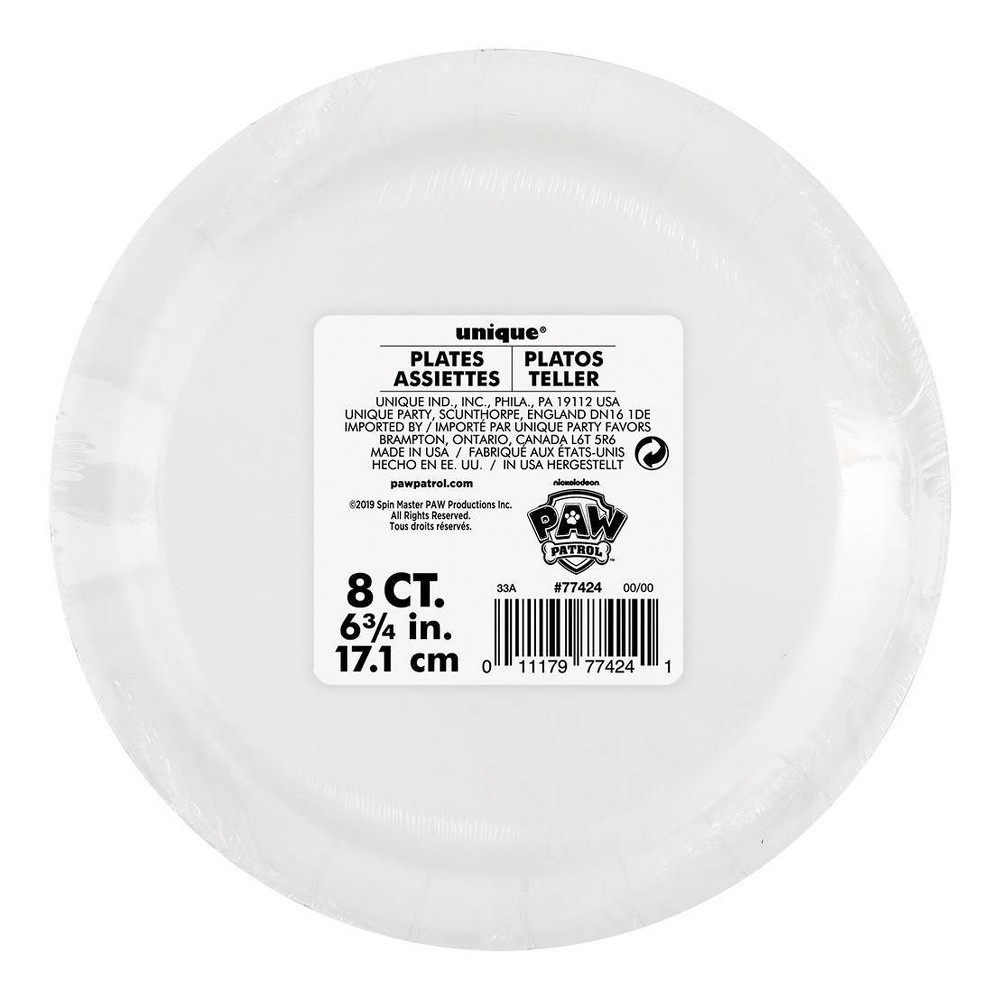slide 3 of 3, PAW Patrol 7" Party Paper Plates, 8 ct