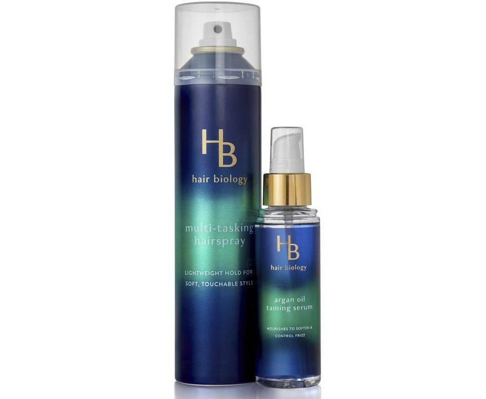slide 3 of 6, Hair Biology Multi-Tasking Hair Spray with Biotin for Lightweight Flexible Hold, 7.7 fl oz