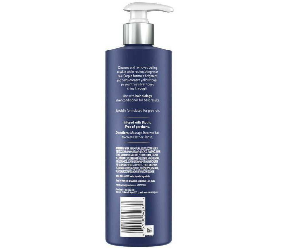 slide 3 of 11, Hair Biology Purple Violet Silver Shampoo For Gray or Blonde Brassy Color Treated Hair, Fights Brassiness and Replenishes - 12.8 fl oz, 12.8 fl oz