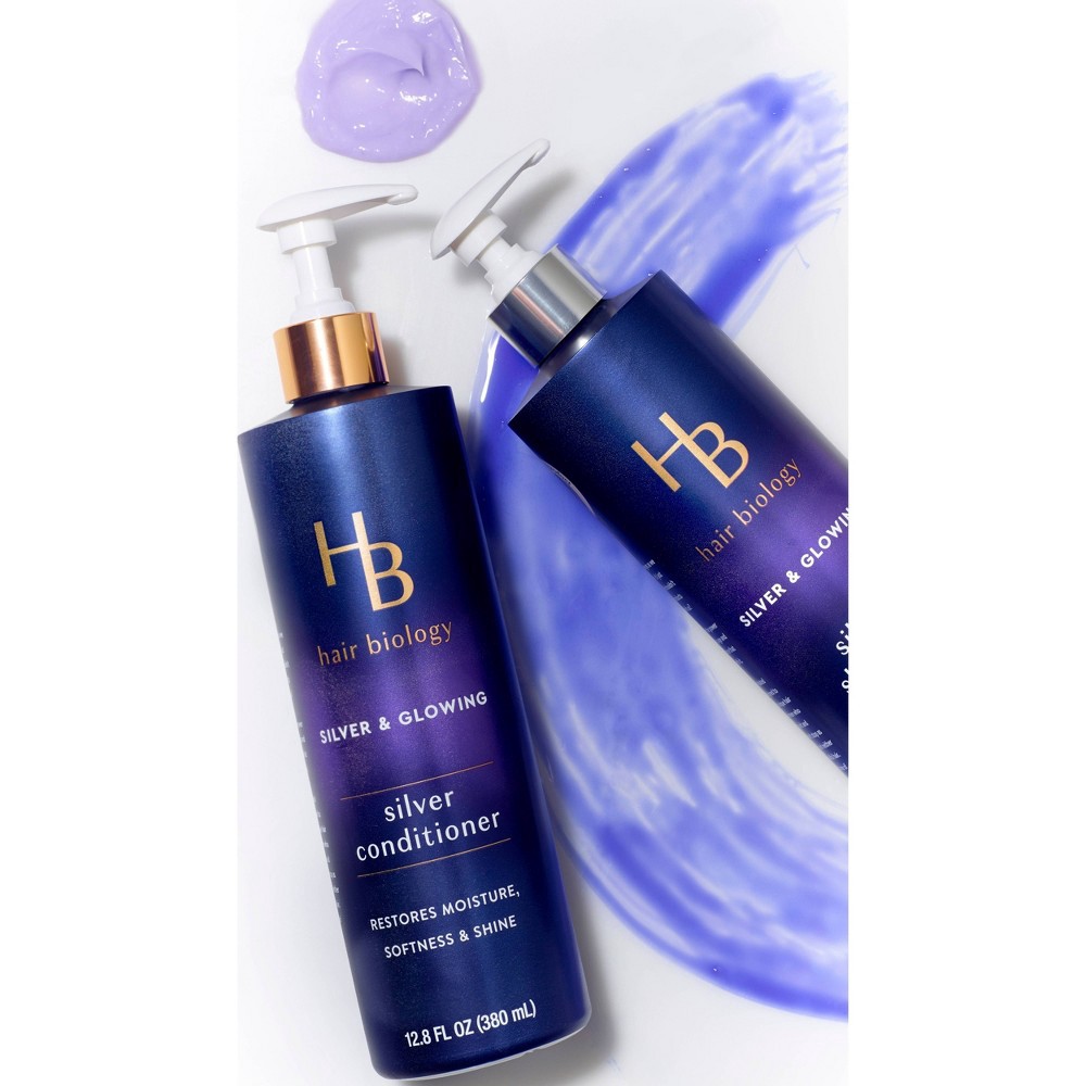 slide 11 of 11, Hair Biology Purple Violet Silver Shampoo For Gray or Blonde Brassy Color Treated Hair, Fights Brassiness and Replenishes - 12.8 fl oz, 12.8 fl oz