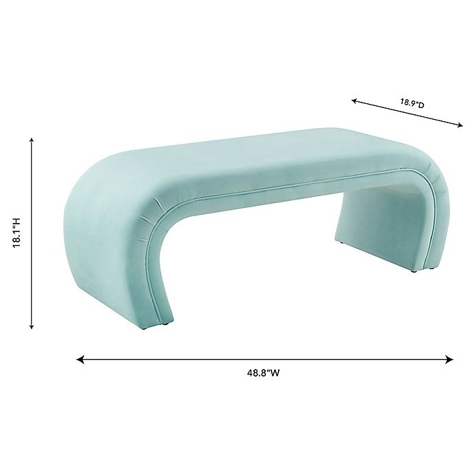 slide 3 of 6, TOV Furniture Kenya Velvet Upholstered Bench - Bright Blue, 1 ct