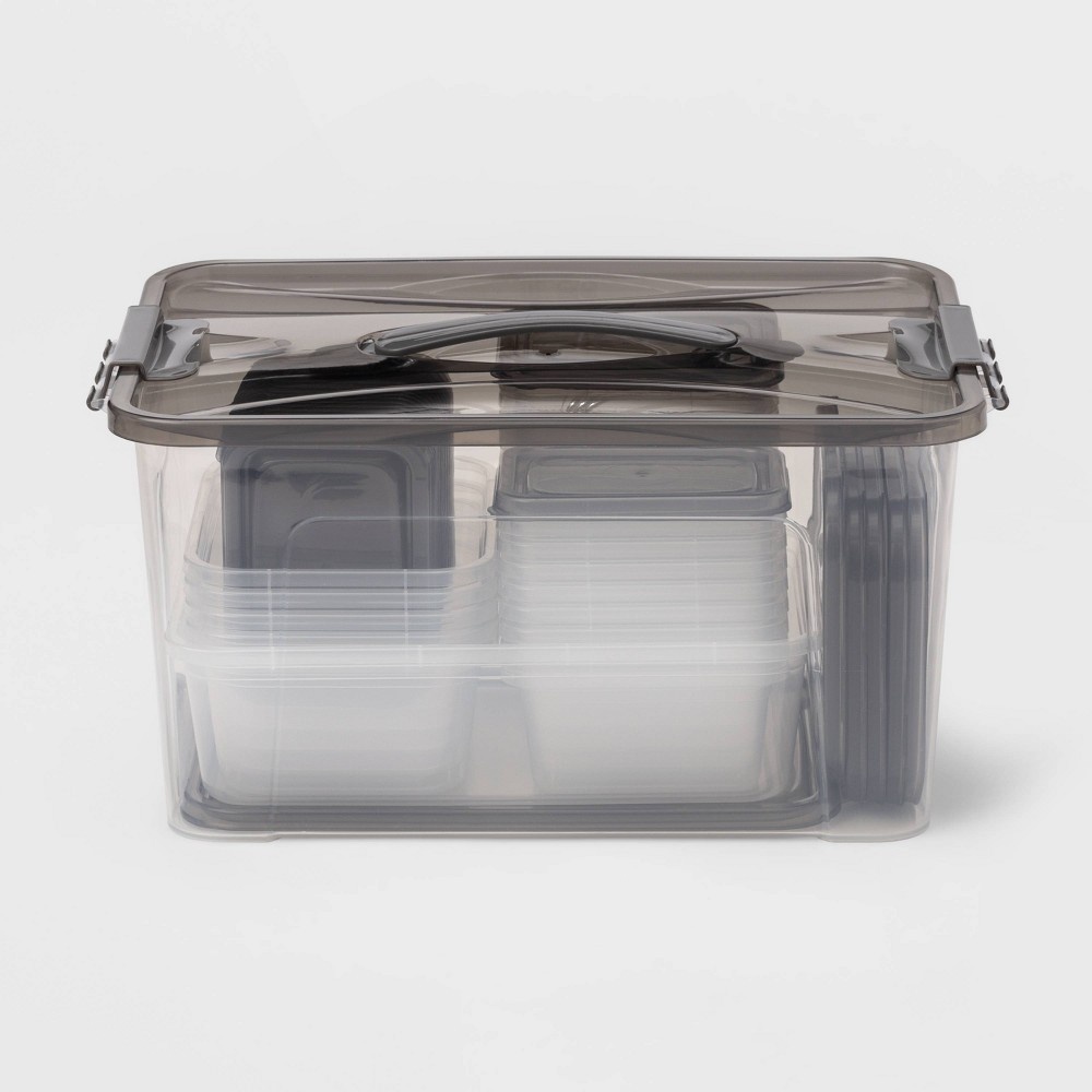 Tupperware Containers- Set of 2- Grey with black lid