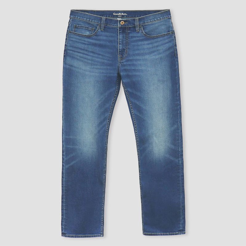 slide 1 of 2, Men's Fit Jeans - Goodfellow & Co™ Medium Wash 32x32: Mid Rise, Relaxed Leg, Denim Stretch, 1 ct