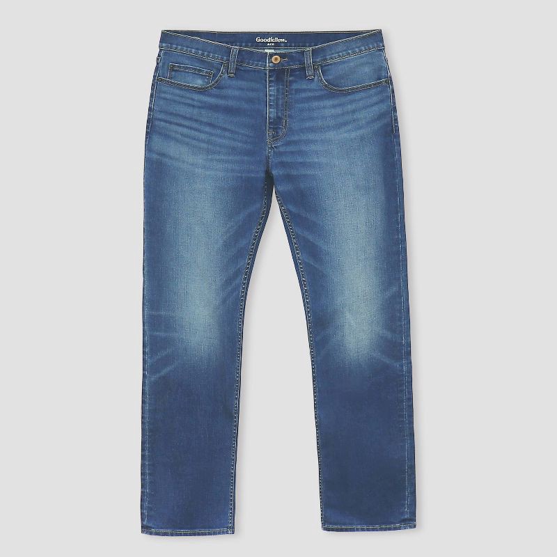 slide 1 of 2, Men's Fit Jeans - Goodfellow & Co™ Medium Wash 34x32: Mid Rise, Relaxed Leg Denim, 1 ct