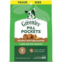 Greenies Chewy Dog Pill Pockets Peanut Butter Capsule Size Dog Treats - 15.8oz