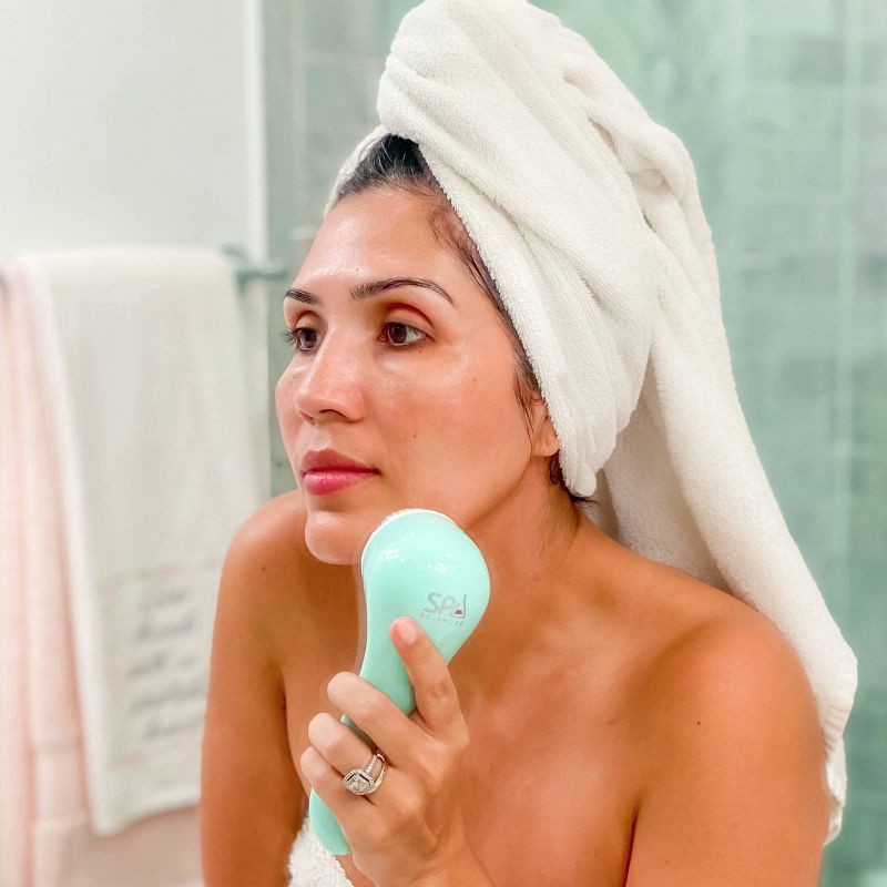 slide 8 of 10, Spa Sciences NOVA Sonic Facial Brush with Antimicrobial Brush Bristles & Serum Infuser - Mint, 1 ct