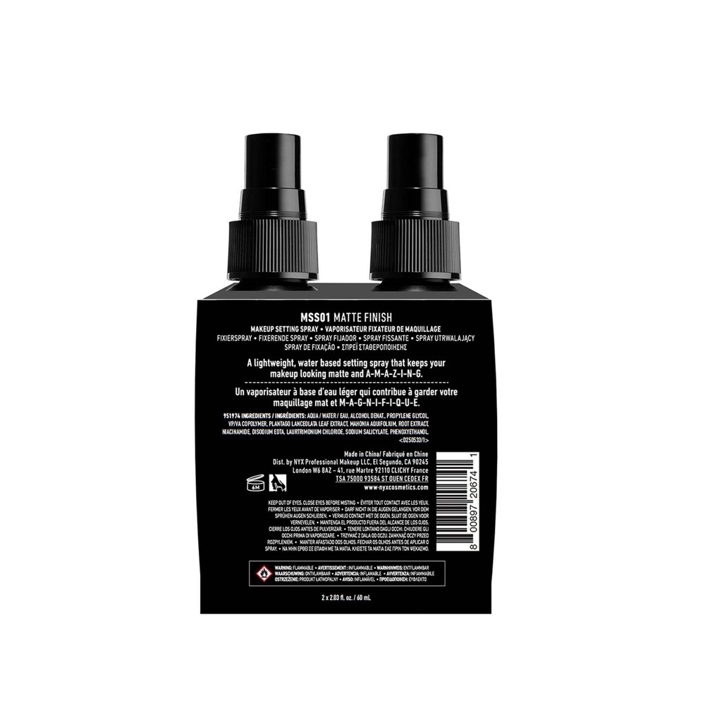 slide 2 of 6, NYX Professional Makeup Matte Finish Face Setting Spray - Twin Pack, 4.06 fl oz