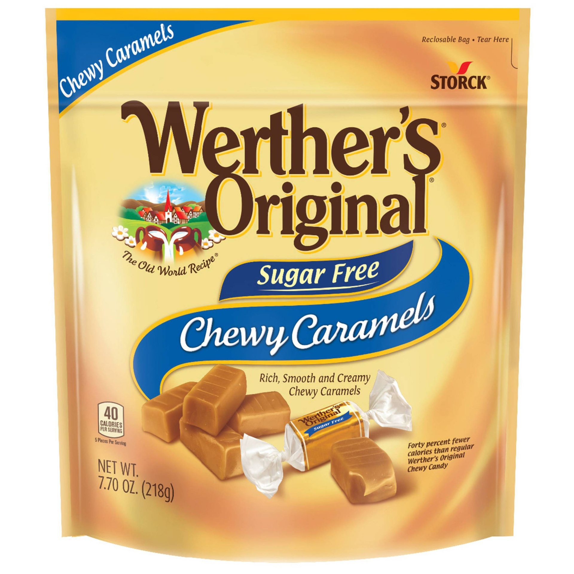 slide 1 of 4, Werther's Original Sugar Free Chewy Caramels Stand Up Bag -, 7.7 oz