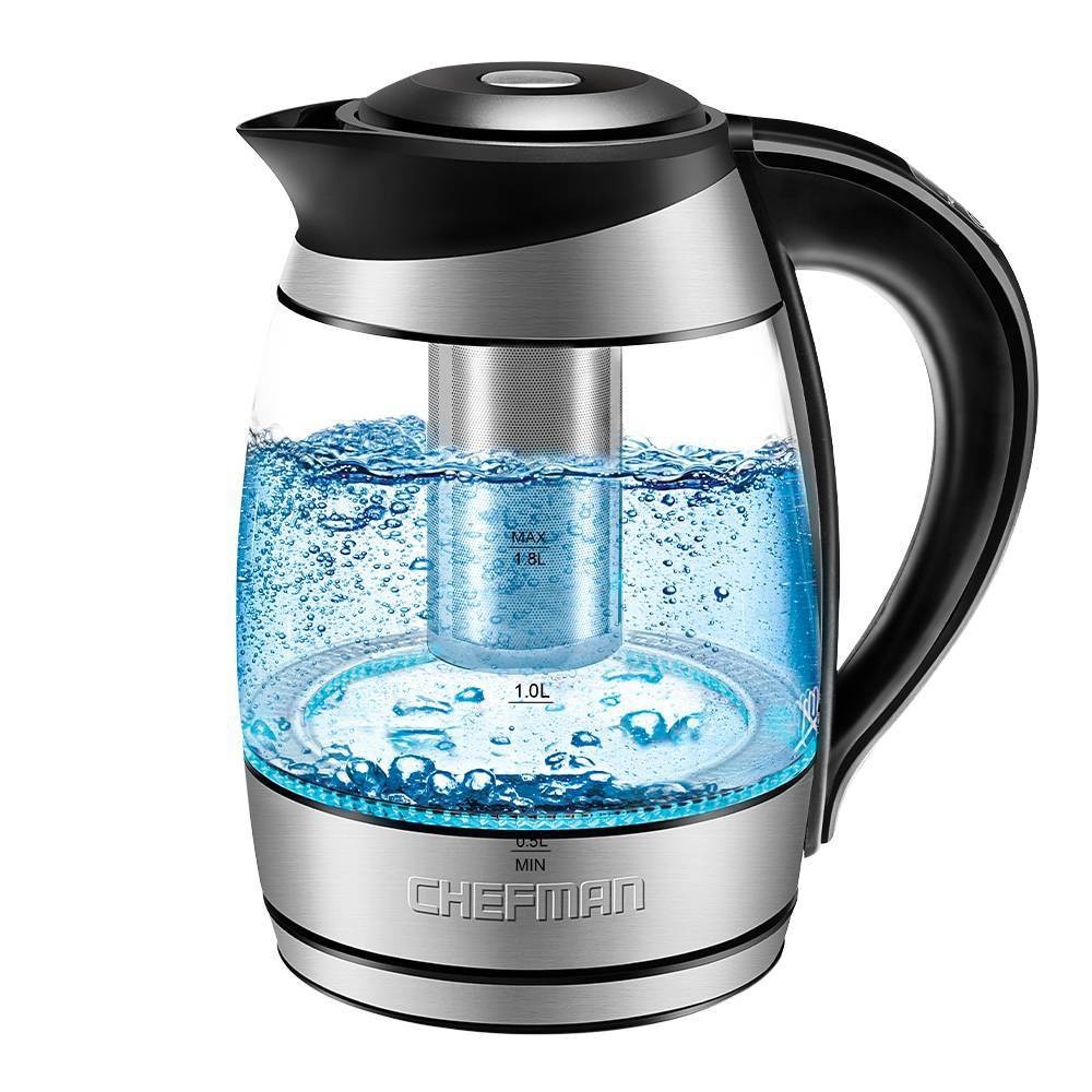 slide 2 of 7, Chefman 1.8L Color-Changing Glass Electric Kettle - RJ11-17-CTI, 1.8 liter