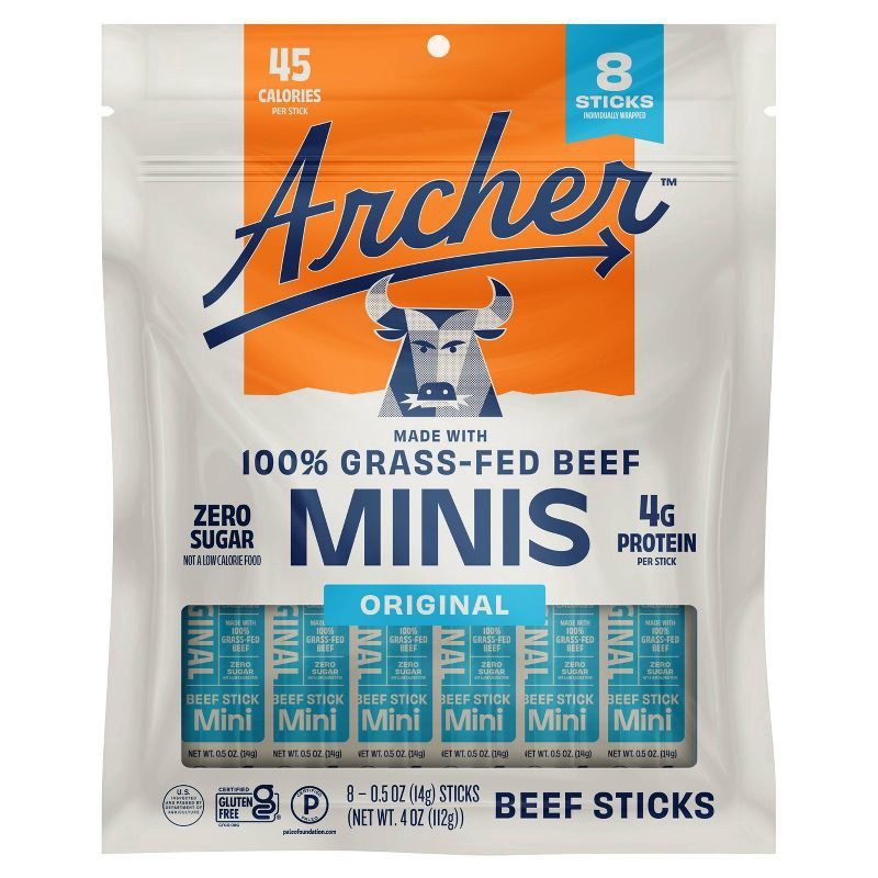 slide 1 of 6, Archer Jerky Archer Original Beef Jerky Mini Stick Bag - 4oz/8ct, 8 ct; 4 oz