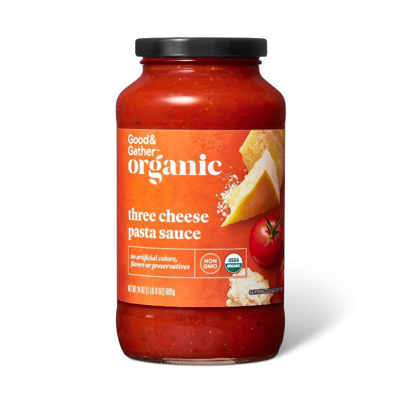 slide 1 of 3, Organic Three Cheese Pasta Sauce 24oz - Good & Gather™, 24 oz