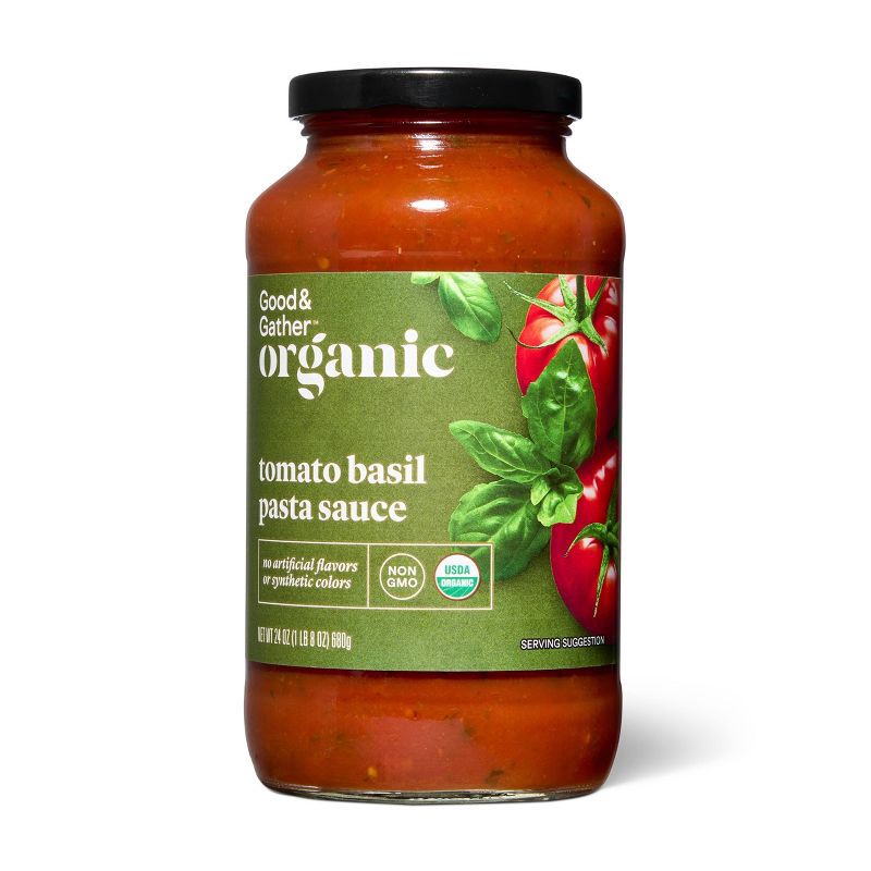 slide 1 of 4, Organic Tomato Basil Pasta Sauce 24oz - Good & Gather™, 24 oz