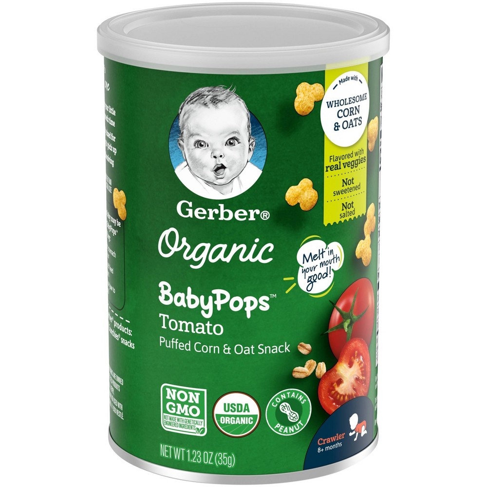 slide 6 of 7, Gerber Organic BabyPops Tomato Puffed Corn & Oat Baby Snacks, 1.23 oz