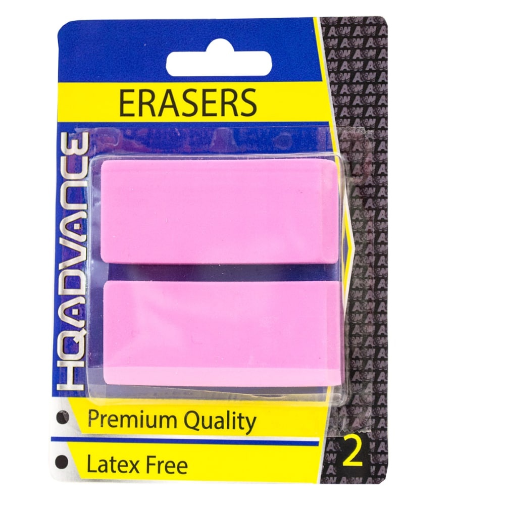 slide 1 of 1, HQ Advance Blister Erasers - Pink, 2 ct