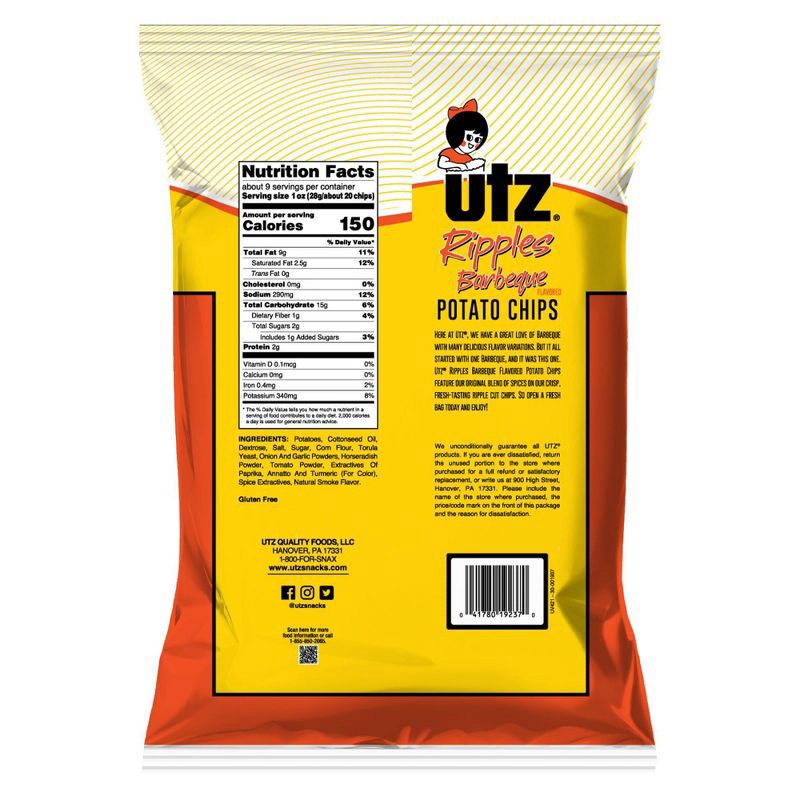 slide 2 of 5, Utz Ripples Barbeque Potato Chips - 7.75oz, 7.75 oz