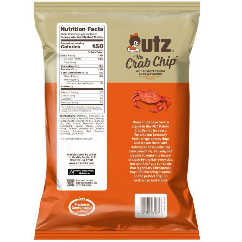 slide 2 of 7, Utz "The Crab Chip" Potato Chips - 7.75oz, 9 oz
