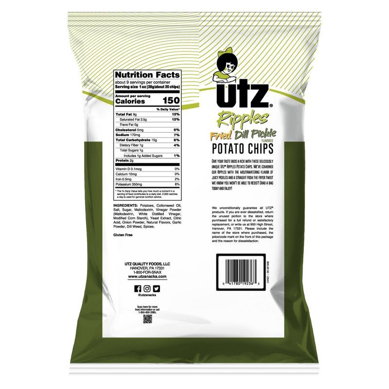 slide 2 of 5, Utz Ripples Fried Dill Pickle Potato Chips - 7.75oz, 7.75 oz