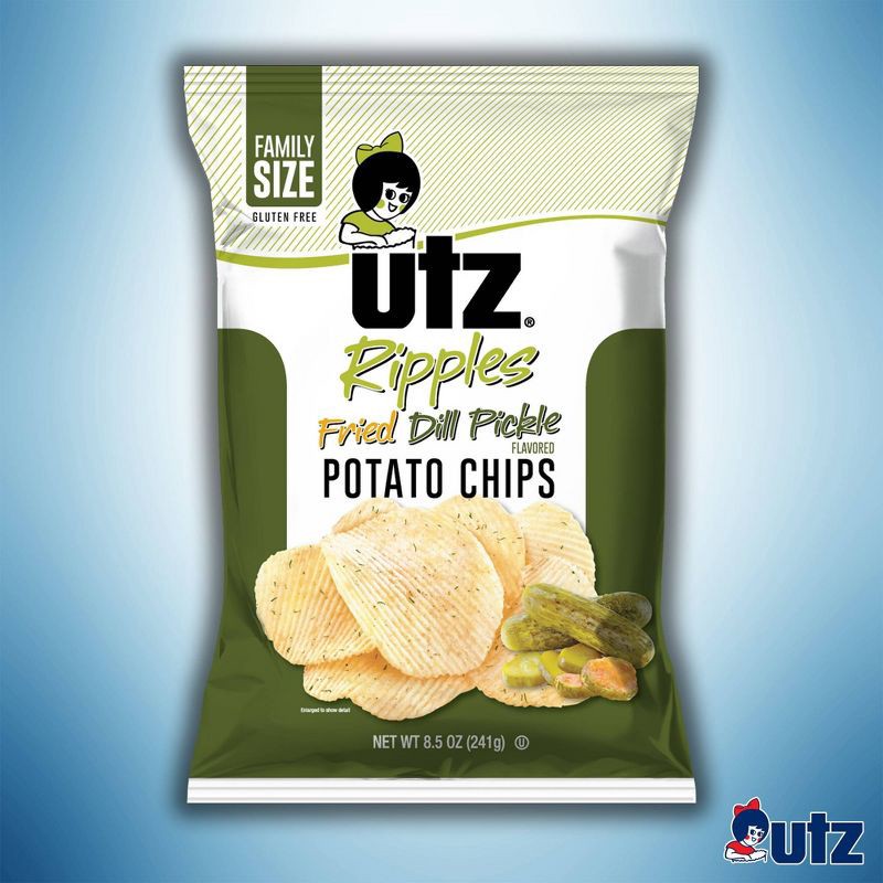 slide 3 of 5, Utz Ripples Fried Dill Pickle Potato Chips - 7.75oz, 7.75 oz