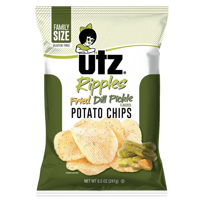 slide 1 of 5, Utz Ripples Fried Dill Pickle Potato Chips - 7.75oz, 7.75 oz