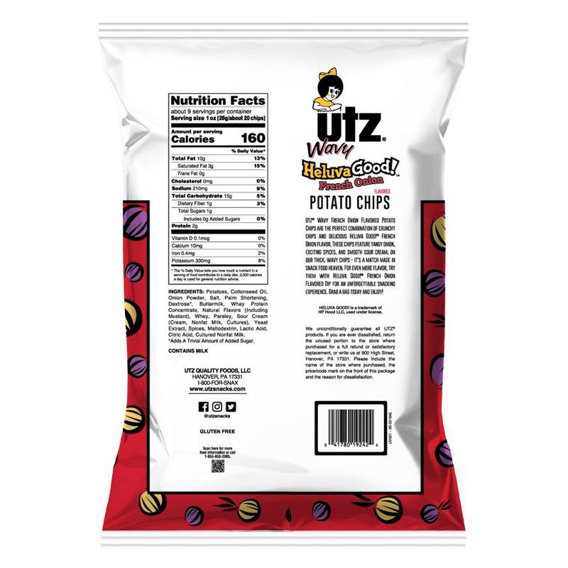 slide 2 of 5, Utz Wavy HeluvaGood! French Onion Potato Chips - 7.75oz, 9 oz