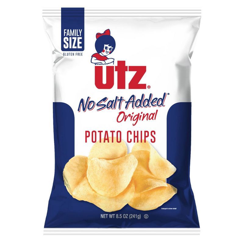 slide 1 of 6, Utz No Salt Added Original Potato Chips - 7.75oz, 9 oz