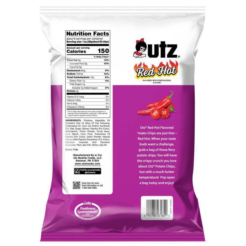slide 2 of 5, Utz Red Hot Potato Chips - 7.75oz, 7.75 oz